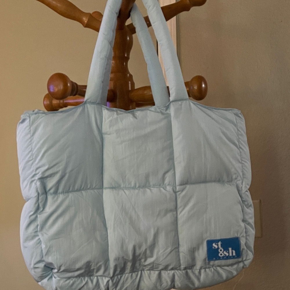 Light Blue Quilted Tote Bag